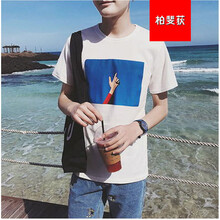 騎士普?。≒utin．rider） 短袖 男士T恤 手指 白色 