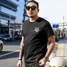 大碼哥 短袖 男士T恤 大碼-小狼頭-黑色 