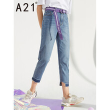 A21 高腰  女 九分褲 牛仔褲