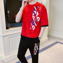 C2潮朝 七分袖 男士T恤 B202紅色 