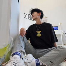公子潮以（GONGZICHAOYI） 五分袖 男士T恤 T157黑色 