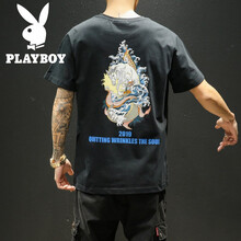 花花公子（PLAYBOY ESTABLISHED 1953） 短袖 男士T恤 T116黑色 