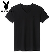 花花公子（PLAYBOY） 短袖 男士T恤 黑色（V領(lǐng)） 