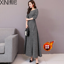 熙尼（XINI） 格子 拼接 連衣裙