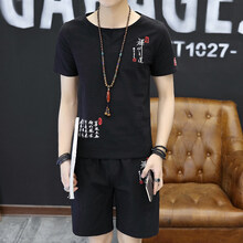 梵·戴克 短袖 男士T恤 禪黑色 (短褲套裝) 