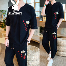 花花公子（PLAYBOY ESTABLISHED 1953） 短袖 男士T恤 TZ110黑色 