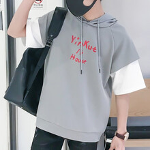 謎城 五分袖 男士T恤 灰色 