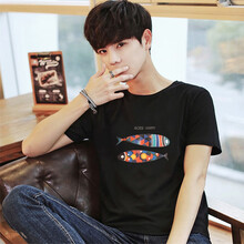 裴擒虎 短袖 男士T恤 雙魚(yú)黑-9029 