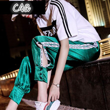 CAQ 自然腰 哈倫褲 女 九分褲 休閑褲