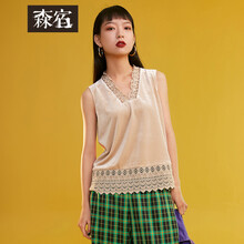 森宿 蕾絲 短袖 T恤 女 V領(lǐng)