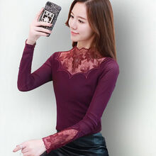 木清清 繡花，拼接，鏤空，紗網(wǎng)，立體裝飾，蕾絲 短袖 T恤 女 立領(lǐng)