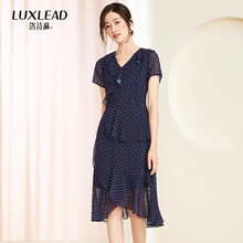 洛詩(shī)琳（LUXLEAD） 圓點(diǎn) 荷葉邊，拉鏈，印花 連衣裙
