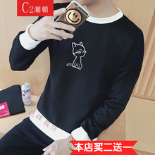 C2潮朝 長(zhǎng)袖 男士T恤 黑色貓頭衛(wèi)衣 S，XL，L，M