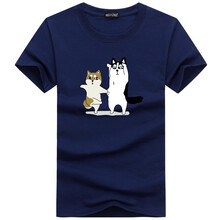 K L B ZHE 短袖 男士T恤 二哈藍色 S，4XL，5XL，L，M，XXXL，XXL