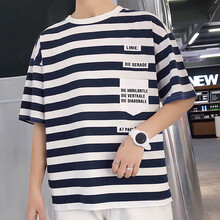 正貂（zhengdiao） 短袖 男士T恤 藏青條紋 