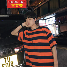 古萊登（GODLIKE） 短袖 男士T恤 橘色條紋 