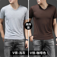 賓色（BINSE） 短袖 男士T恤 V領(lǐng)灰 V領(lǐng)咖啡(雙件) 