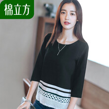 棉立方（MEFOUND） 蕾絲 短袖 T恤 女 圓領(lǐng)