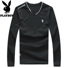 花花公子（PLAYBOY） 長(zhǎng)袖 男士T恤 黑色長(zhǎng)袖丨兔頭繡花款 