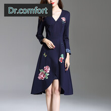 dr.comfort 純色 繡花，刺繡，開衩，貼布 連衣裙