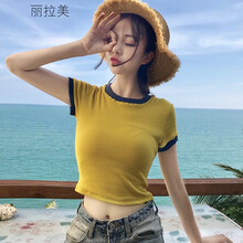 麗拉美（LiLaMei） 拼色 短袖 T恤 女 圓領(lǐng)
