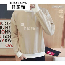 軒萊雅（XUANLAIYA） 長(zhǎng)袖 男士T恤 T01英文套頭衛(wèi)衣卡其色 