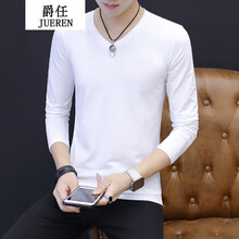 騎士普?。≒utino Rider） 長(cháng)袖 男士T恤 白色V領(lǐng) S，XL，L，XXXL，M，XXL