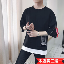 C2潮朝 五分袖 男士T恤 黑色 XL，L，M，XXL