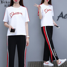 比凱瑞（Bikairui） 開衩，印花 短袖 T恤 女 圓領(lǐng)