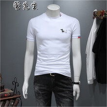 管先生 短袖 男士T恤 F611白色 4XL，M，加大