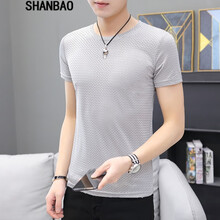 閃爆（SHANBAO） 短袖 男士T恤 淺灰 