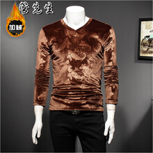 管先生 長(cháng)袖 男士T恤 5717咖啡加絨 