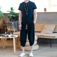 古萊登（GODLIKE） 七分袖 男士T恤 1927黑色（短袖套裝） 