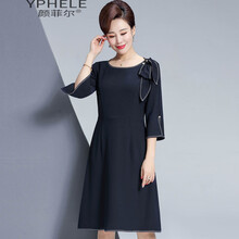 顏菲爾（YPHELE） 純色 開衩，撞色，拉鏈，拼色，蝴蝶結(jié) 連衣裙