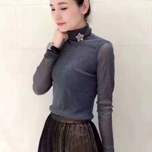 領(lǐng)信哥弟裝冊專 透視 短袖 T恤 女 高領(lǐng)