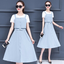 姍倆事 純色 背帶 連衣裙