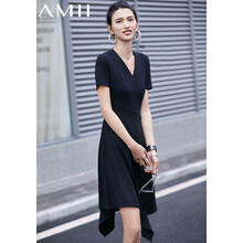 AMII 純色 不對稱，不規(guī)則 連衣裙