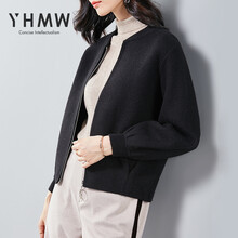 櫻花蔓舞（YH·MW） 立領(lǐng) 長(zhǎng)袖 女 短外套 拉鏈，褶皺