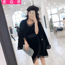 蕾絲邊拼接裙子