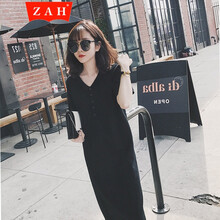 ZAH 純色 不規(guī)則 連衣裙