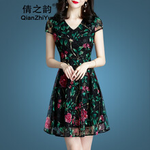 倩之韻（qianzhiyun）  繡花，刺繡，拼接，拉鏈，綁帶，印花，蝴蝶結，紗網(wǎng) 連衣裙