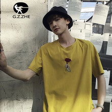 工作者（G.Z.ZHE） 五分袖 男士T恤 黃色 