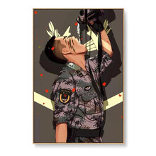 军人绘画 国旗手工画军人警察公安消防兵哥哥diy数字油彩画五星红旗