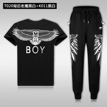 PW&BOY 短袖 男士T恤 T020背后老鷹黑白+K011黑白 