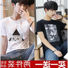 凌登（LingDeng） 短袖 男士T恤 沙皮狗黑 三角貓白 