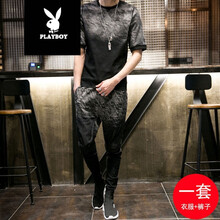 花花公子（PLAYBOY） 短袖 男士T恤 D18黑色 