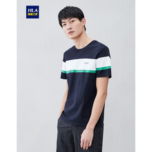 海瀾之家（HLA） 短袖 男士T恤 藏青鑲拼(B5) 