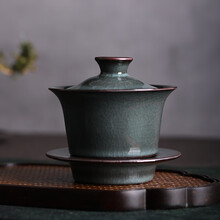 典湛 龙泉铁胎冰裂青瓷茶具三才盖碗大号陶瓷手工泡茶功夫茶具家用