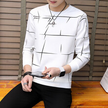 歐倫薩（OULUNSA） 長(cháng)袖 男士T恤 多線(xiàn)條白色 