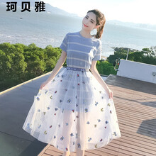 珂貝雅（KE BEI YA） 格子 紗網(wǎng) 連衣裙